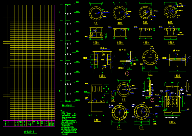 结构大样图绘制广东院大样-2钢管混凝土柱大样及柱表
