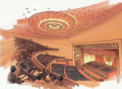 圆形挑台结构详图资料下载-历史：人民大会堂的“圆形大厅”为什么不是圆形的？