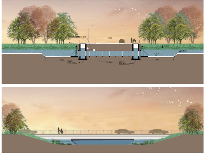 [湖北]滨水山地复合型立体化CBD中央城市公园景观设计方案（2017最新）-涵管连通设计
