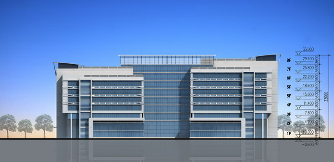 湖北工业厂房建筑规划设计方案-办公楼立面图