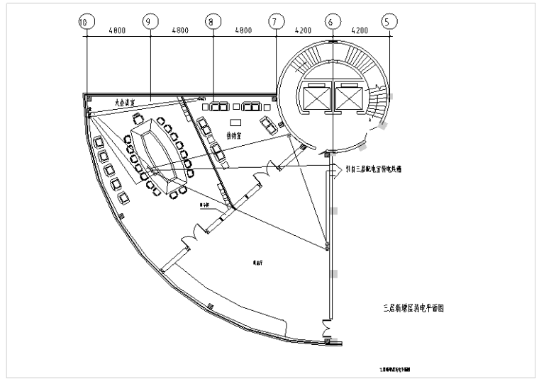 办公楼三层平面资料下载-三层办公楼增加强弱电照明图