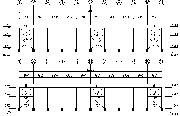 缓坡式倒虹吸cad图资料下载-15m@14门式刚架厂房施工图（CAD，13张）