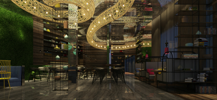 新疆餐饮空间设计施工图资料下载-[新疆]富有文化气息而又时尚鲜活的餐厅设计施工图（含效果图）