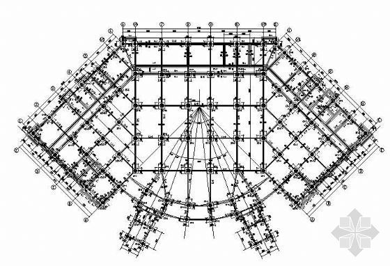 扇形木走廊施工图资料下载-某扇形三层食堂结构施工图
