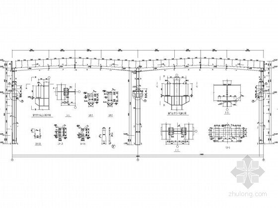 48门式刚架资料下载-两连跨门式刚架结构施工图(48米，含建、水、电图)