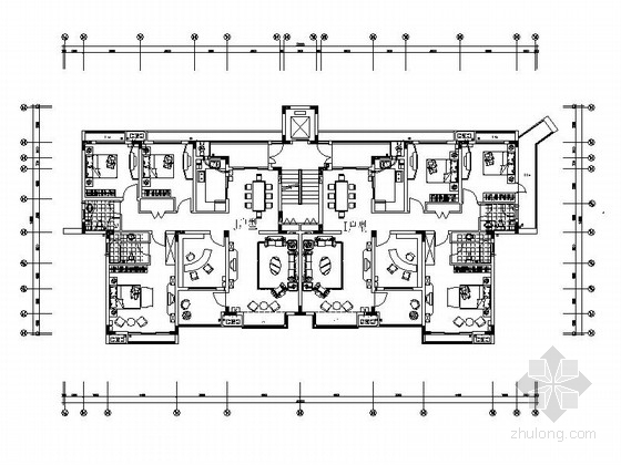 6层联排建筑户型图资料下载-某七层别墅建筑户型图