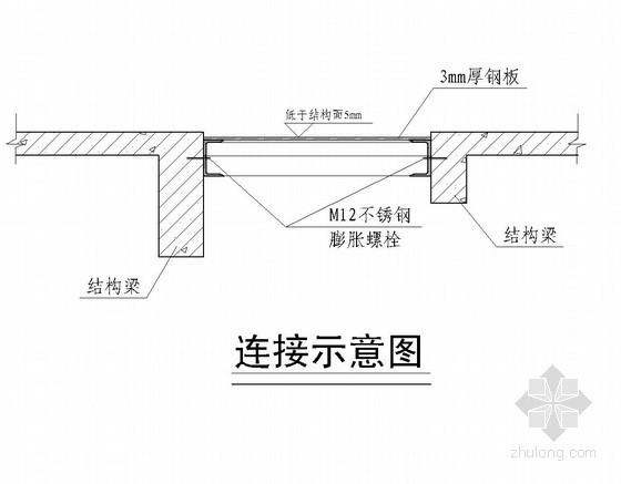 楼梯洞口混凝土资料下载-L型楼梯洞口钢结构封堵方案（CAD图）