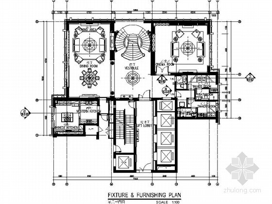 三层别墅电梯设计图资料下载-[大连]某三层电梯别墅室内装修图