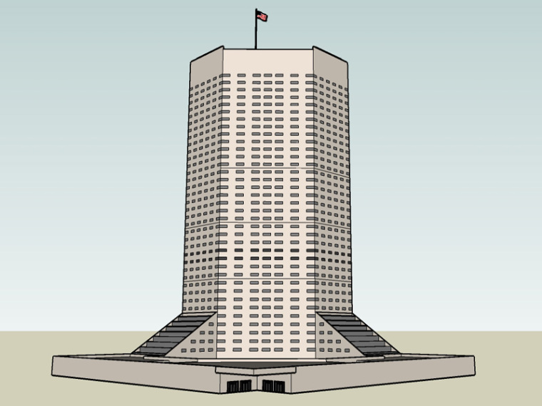 高层办公表现图资料下载-高层建筑SketchUp模型下载