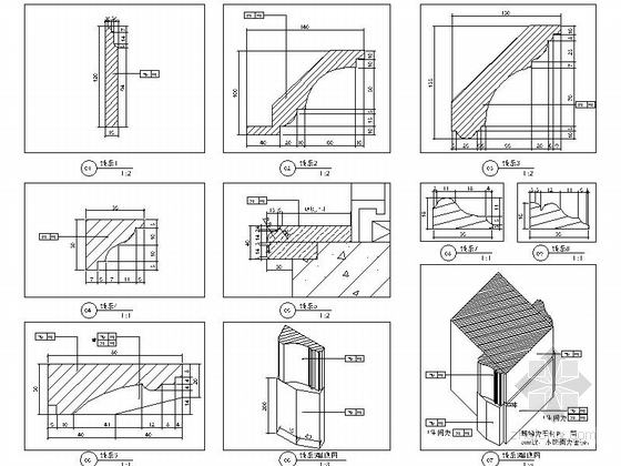 [上海]现代简欧三居室样板房E户型装修施工图大样图