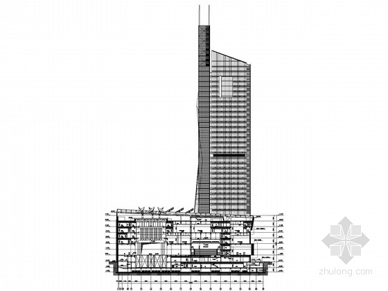[江苏]37层企业办公楼建筑施工图（上海知名公司设计）-剖面图 