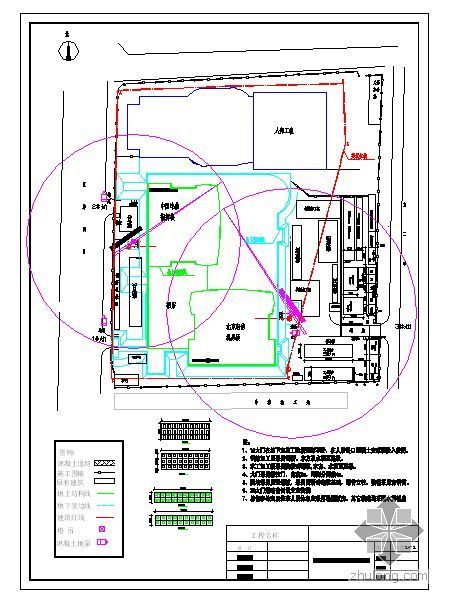 钢板围墙dwg资料下载-北京某通信指挥楼地下结构现场平面布置图