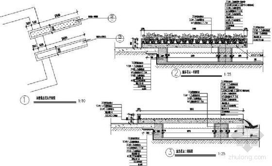 壁池详图资料下载-池壁挑出花坛详图