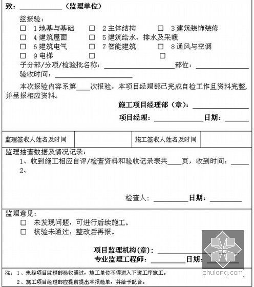 [河南]中国房地产领先企业全套工程管理手册（475页 图表丰富）-工序质量报验单