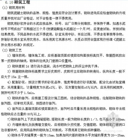 [毕业设计]南京高层住宅楼投标文件编制（清单报价+施组）-砌筑工程 