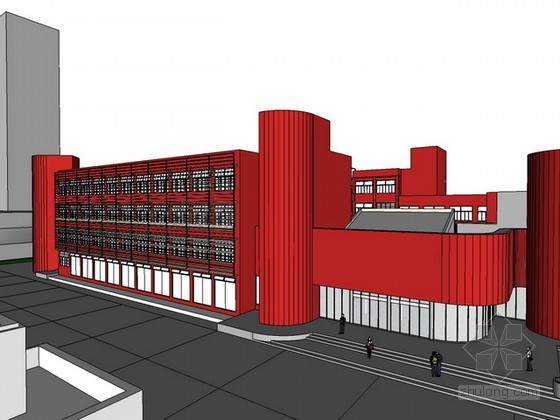 德国包豪斯学院建筑资料下载-某学院大楼建筑sketchup模型下载