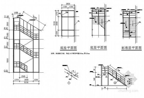 直跑钢楼梯资料下载-某钢楼梯构造详图