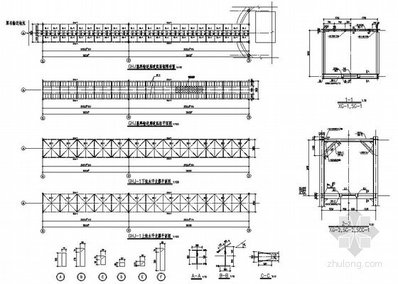 钢桁架结构输送带资料下载-某钢桁架工业输送廊道结构设计图