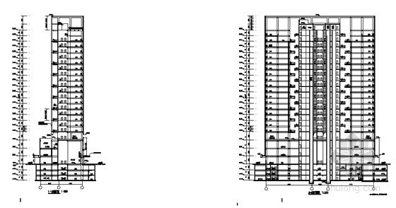 [深圳]某二十二层高层商业办公综合楼建筑施工图-剖面图
