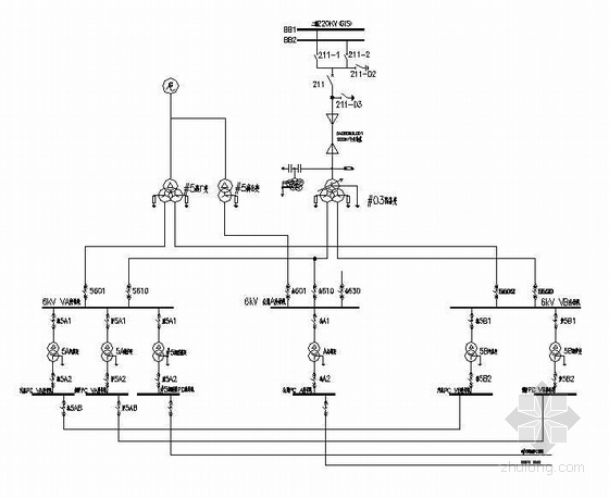 火电厂厂用电资料下载-600MW火电厂厂用电受电系统图