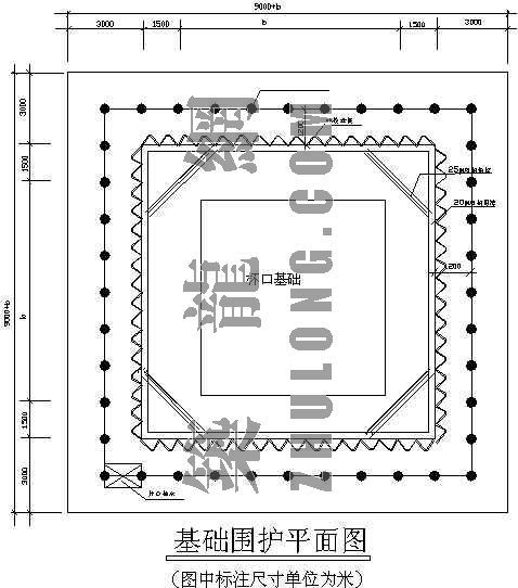 9米拉森桩型钢支撑图纸资料下载-独立深基础支护工程平面图