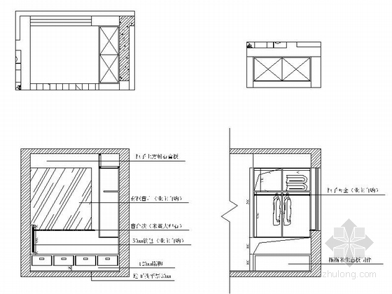 [湖北]高层建筑小区现代四居室装修施工图小孩房立面图