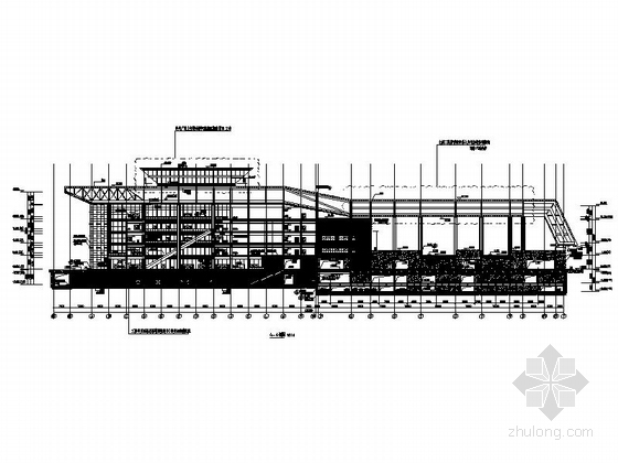 [苏州]五层汽车站综合客运枢纽建筑施工图-汽车站综合客运枢纽剖面图