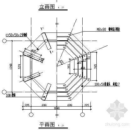 园林室外凳子cad平面图资料下载-某环形钢凳详细做法