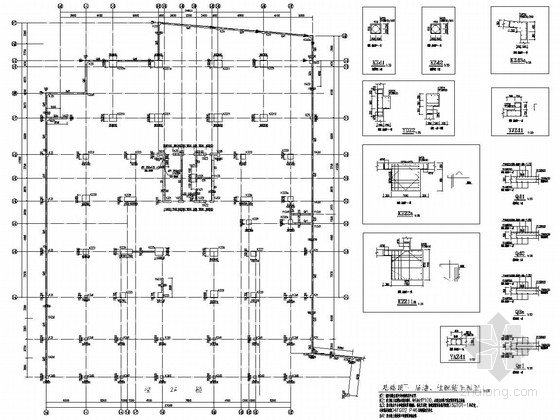 [综合楼]四川31层框支剪力墙结构施工图-基础顶~一层墙、柱配筋平面图 