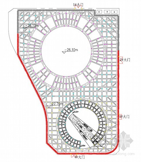 [广东]超高层地标性商务楼土方开挖施工方案-土方开挖平面图 