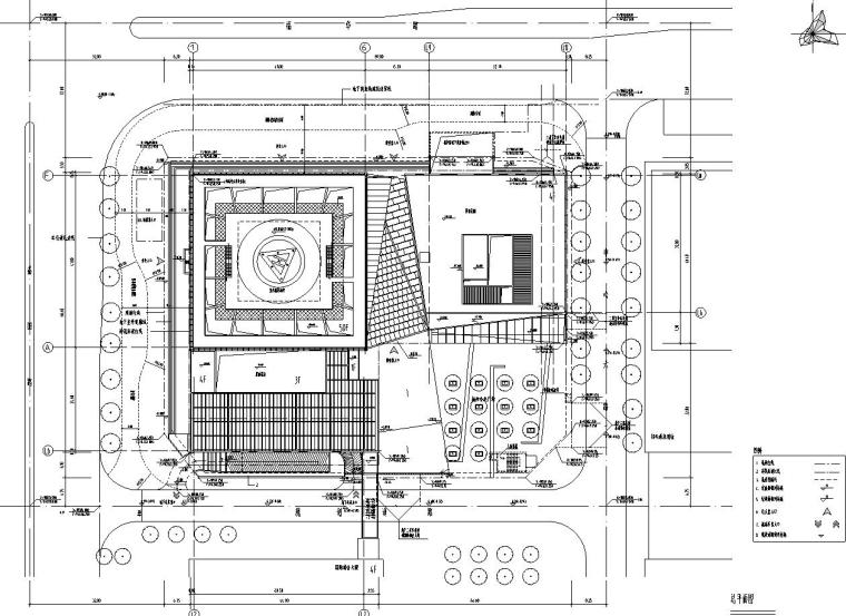 [中国]53层超高层玻璃幕墙企业办公楼CAD全套建筑结构风水电施工图纸-总平面图