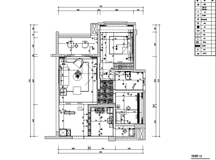 北欧风格二居室住宅设计施工图（附效果图+模型）-灯具定位图