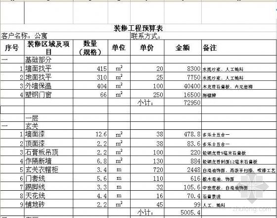 工程工序报价单资料下载-北京家装工程报价单(三套)