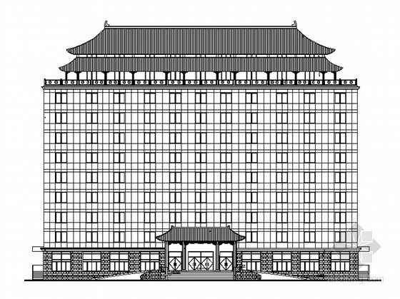 二层仿古办公楼施工图资料下载-[江苏溧阳]某九层仿古综合大楼建筑施工图