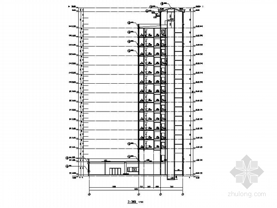 [黑龙江]现代风格高层住宅廉住房建筑施工图（含多栋建筑 知名甲级设计院）-现代风格高层住宅廉住房建筑剖面图