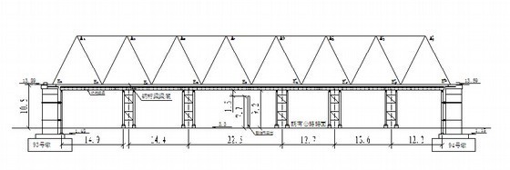 [天津]钢桁梁施工安全防护方案63页-膺架结构立面示意图 