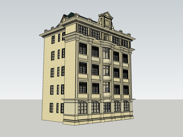 多层建筑建筑图集资料下载-欧式多层建筑SketchUp模型下载