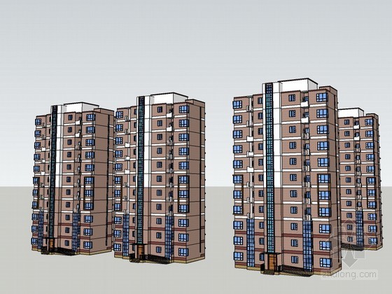 11层住宅板式资料下载-11层高层住宅SketchUp模型