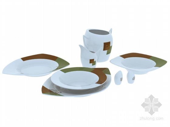 现代简洁公用型客货汽车资料下载-现代简洁餐具3D模型下载