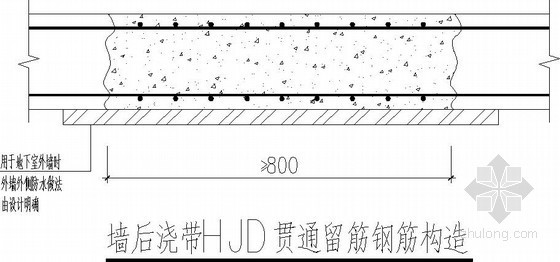 后浇带节点资料下载-后浇带HJD钢筋构造节点详图