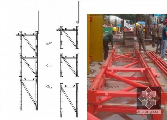 [浙江]超高层综合办公楼工程爬模安全专项方案(120页 附图)-架体组装示意图