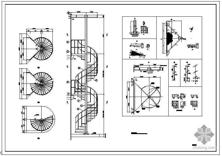 钢楼梯结构大样资料下载-某旋转钢楼梯大样及节点构造详图