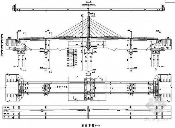 连续桥桥型布置图资料下载-104m预应力钢筋混凝土组合体系斜拉桥桥型布置节点详图设计