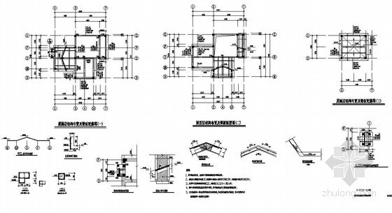 武汉某3层坡屋顶框架别墅全套建筑结构设计图- 