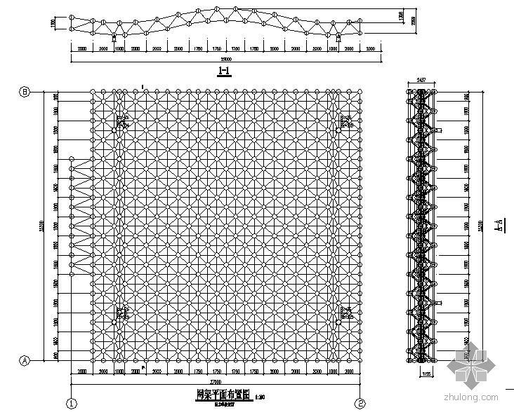 半球形网架施工资料下载-某波浪形网架结构设计图