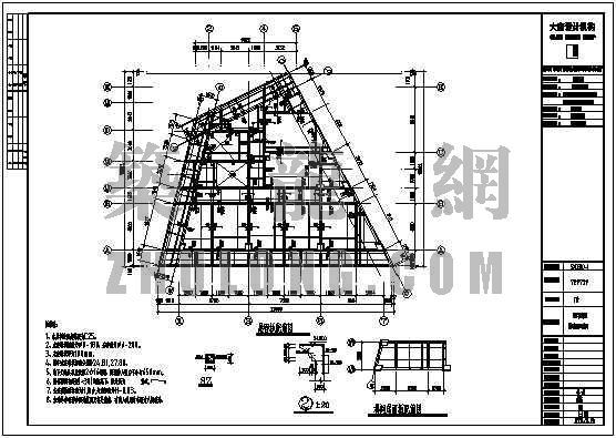 中式宿舍设计施工图资料下载-某不规则宿舍施工图