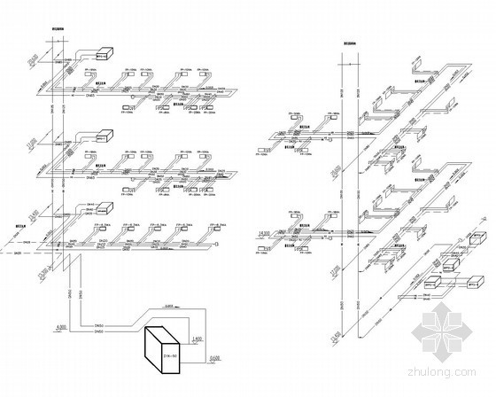 [河北]宾馆酒店建筑空调系统设计施工图-水管系统图 