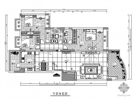 餐厅中式酒柜设计资料下载-[广东]中式三居设计方案图