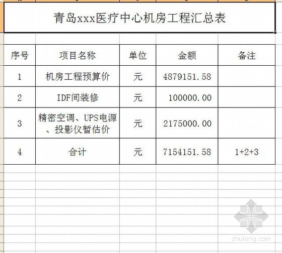 青岛某医疗中心机房工程弱电系统预算实例（2010-05）- 