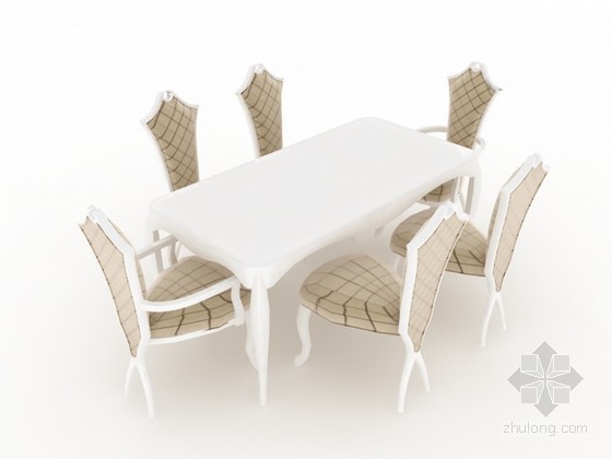 连体餐桌椅cad图块资料下载-田园餐桌椅3d模型下载
